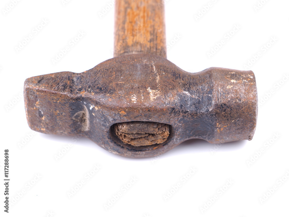 old rusty hammer on a white background old rusty hammer on a white background