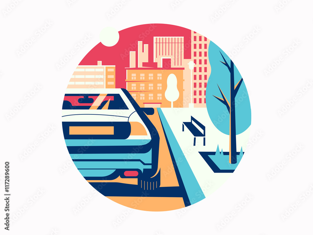 Obraz premium Car on road in city