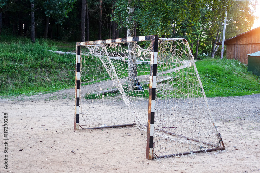 Old metal football goal