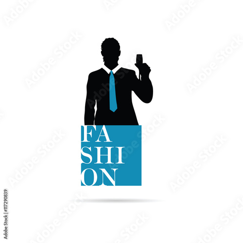 banner fashion with man silhouette illustration