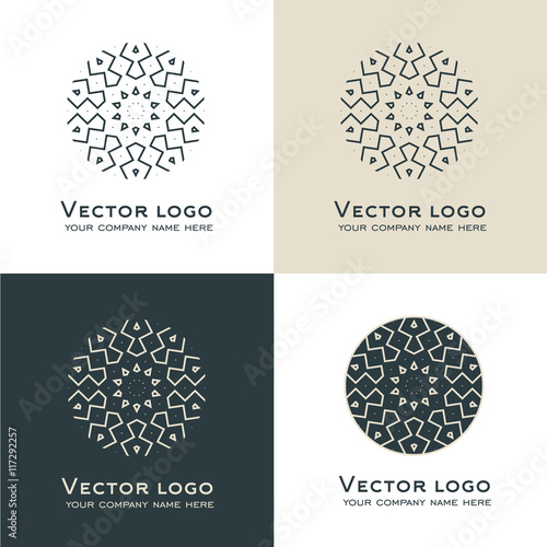Set of vector abstract geometric logo. Celtic, arabic style. Sacred geometry icon. Brand identity