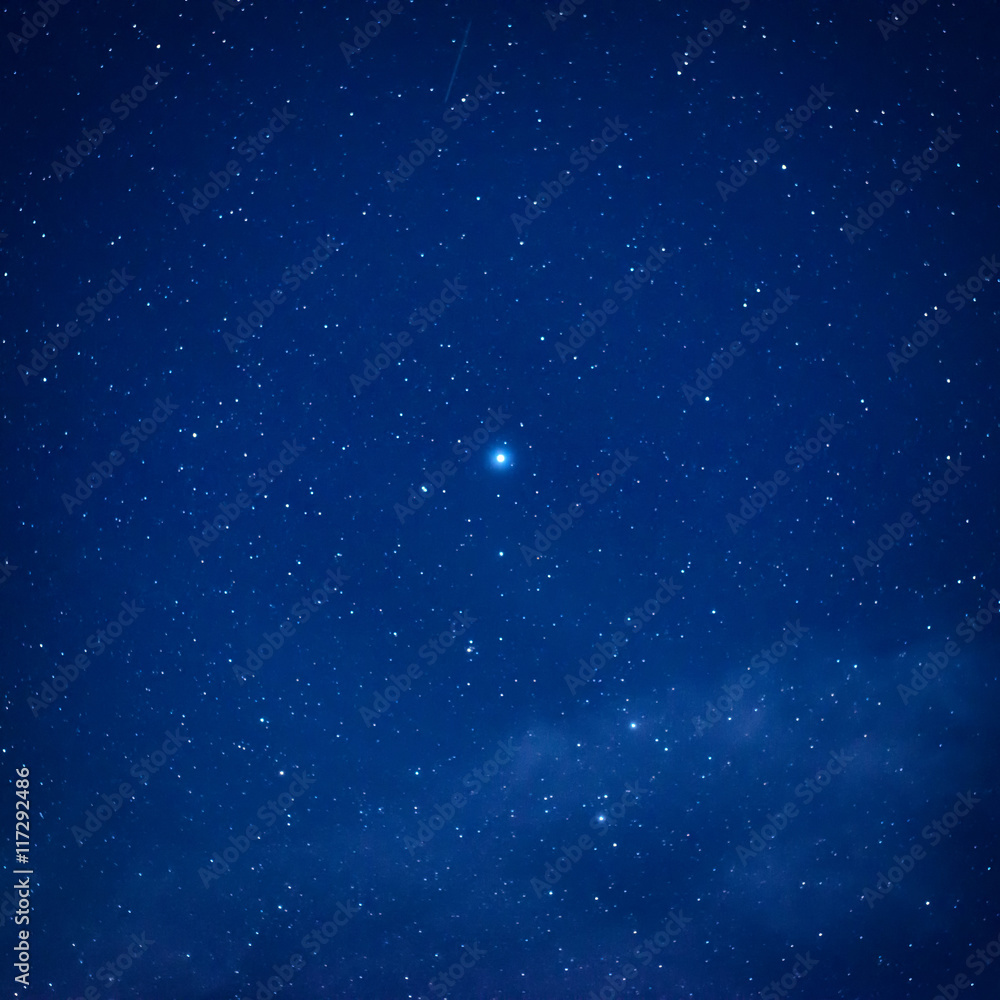 Fototapeta premium Blue dark night sky with many stars