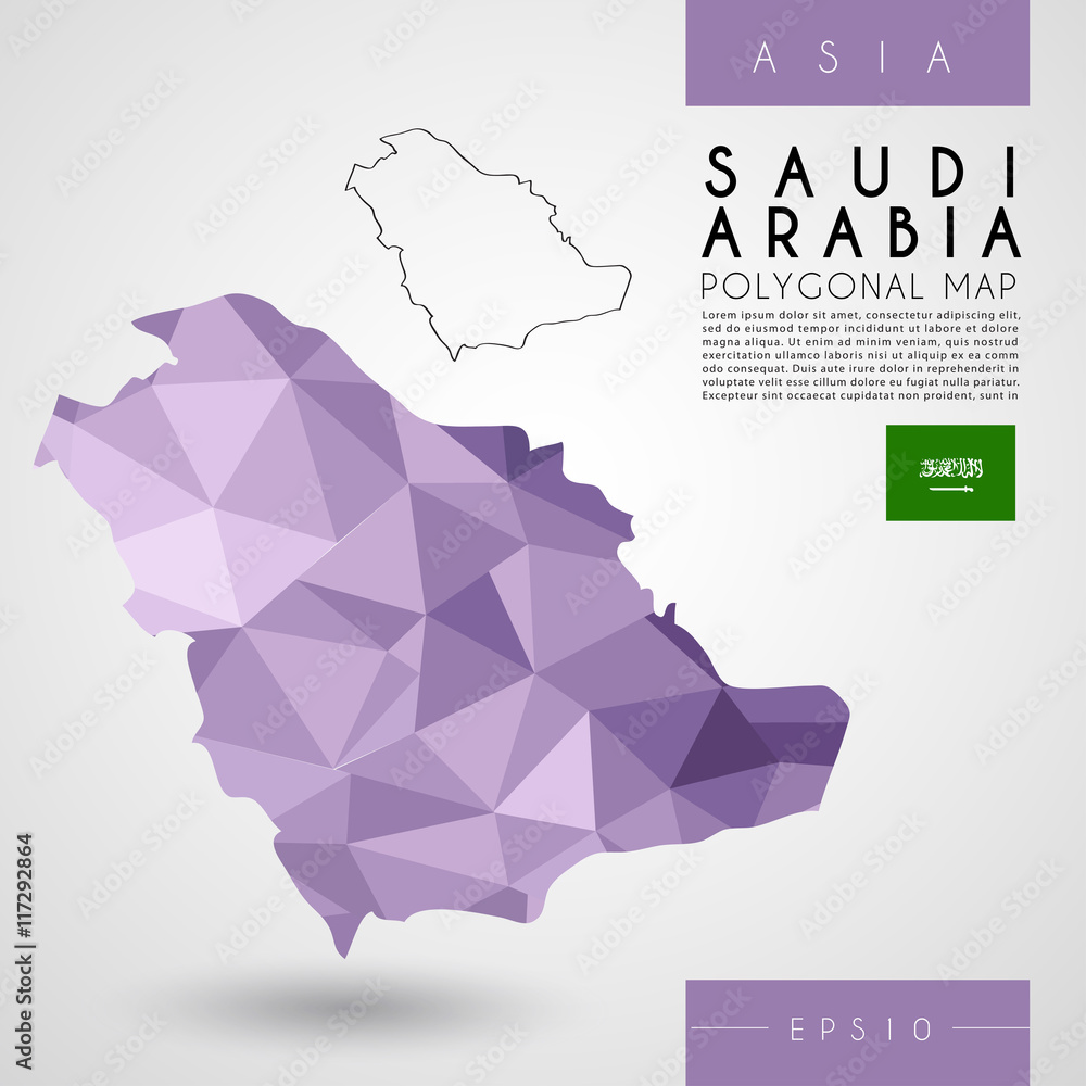 Saudi Arabia : Low Poly Map : Vector Illustration Saudi Arabia : Low Poly Map : Vector Illustration