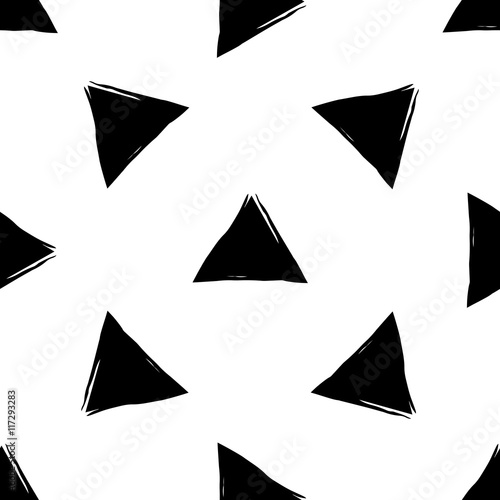 Hand Drawn vector seamless pattern made with ink. Geometric shapes isolated. Fabric texture