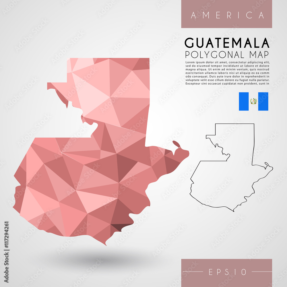 Guatemala : Low Poly Map : Vector Illustration