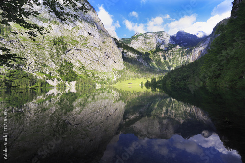 Fototapeta Naklejka Na Ścianę i Meble -  Obersee Lake reflections, Bavaria, Germany