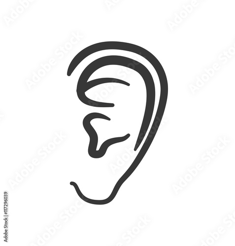 ear human listen sound body part icon. Isolated and flat illustration. Vector graphic