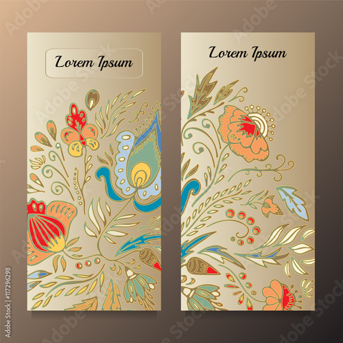 Stock vector template with florar pattern,oriental or russian de