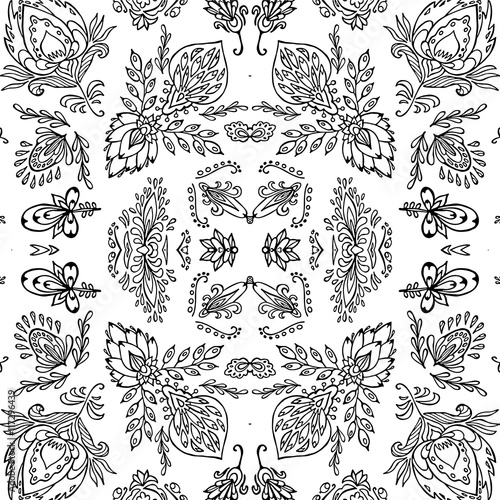 stock vector abstract seamless  pattern. orient floral ornament