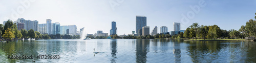 Orlando downtown Lake Eola panorama with urban buildings and reflection © murmakova