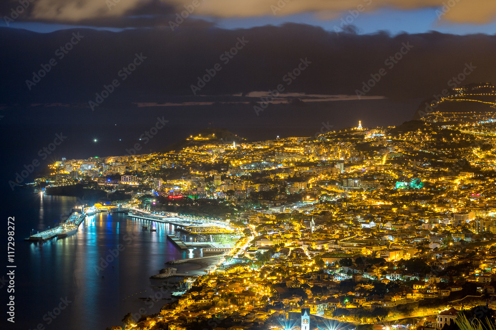 Funchal by night, Madeira Island, Portugal