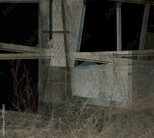 Wooden structure with chicken wire