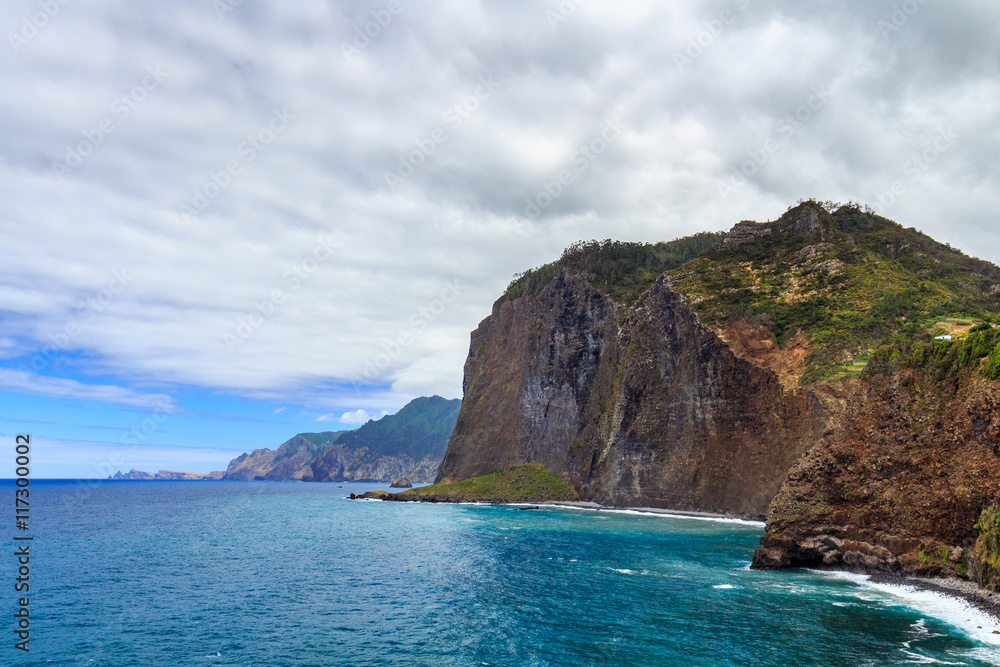 Madeira coast - cliffs on the western part of Portuguese island.