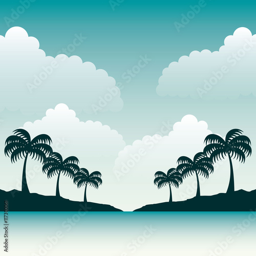 beach landscape summer icon