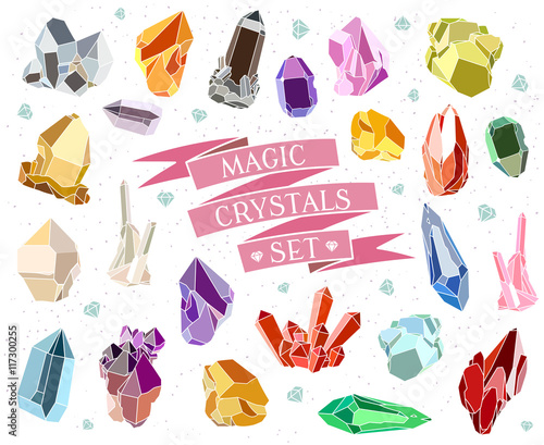 Crystals and stones Isolated Vector Set