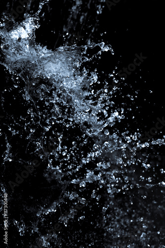 Water splash on black background