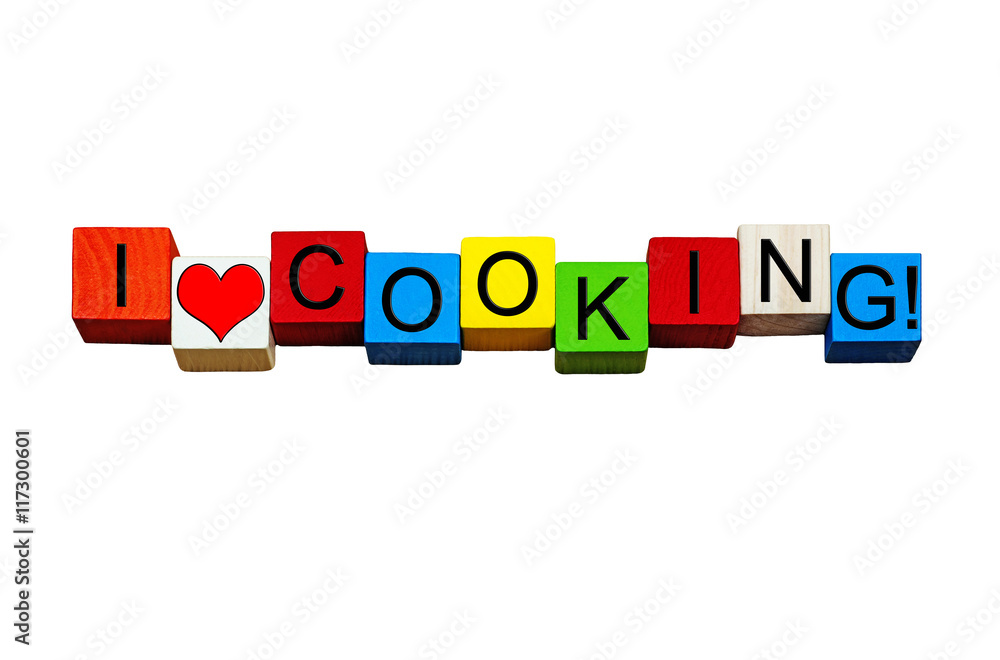 I Love Cooking, sign, design or banner for cooks! Isolated. I Love Cooking, sign, design or banner for cooks! Isolated.
