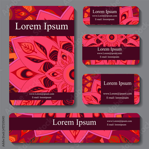 Stock vectorset of template with floral ornament,oriental design