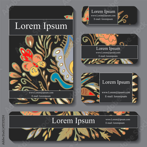 Stock vectorset of template with floral ornament,oriental design