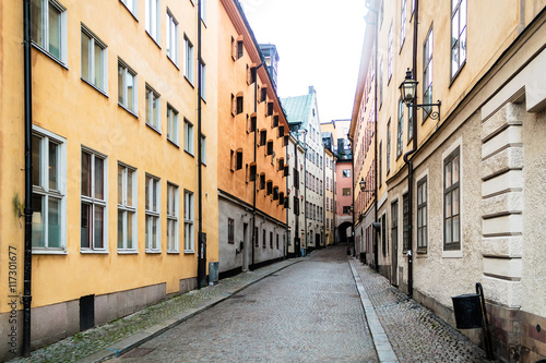 Fototapeta Naklejka Na Ścianę i Meble -  Narrow Streets of Old Town (Gamla Stan) in Stockholm, Sweden