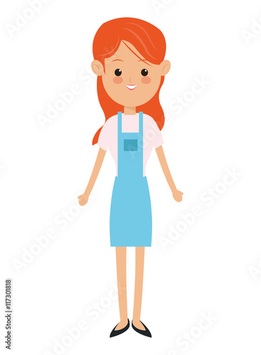 flat design single woman wearing apron icon vector illustration © Jemastock