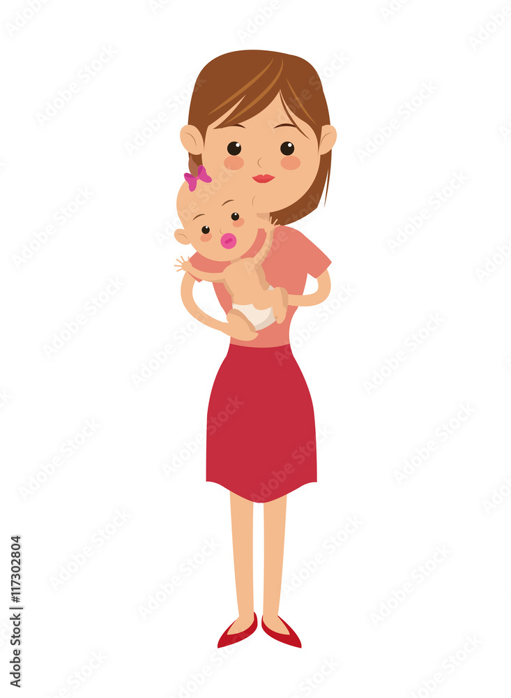 flat design woman carrying baby icon vector illustration flat design woman carrying baby icon vector illustration
