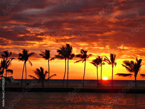 Colorful Hawaiian sunset