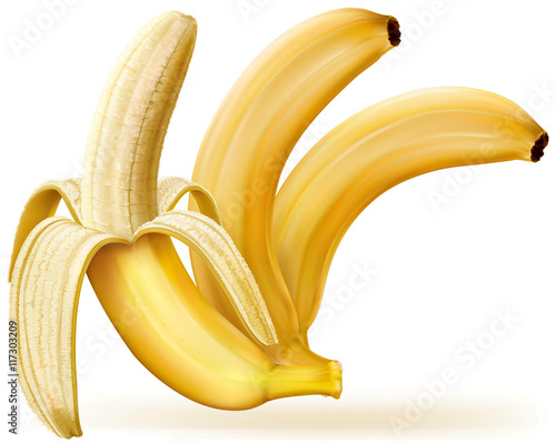 Whole and peeled bananas