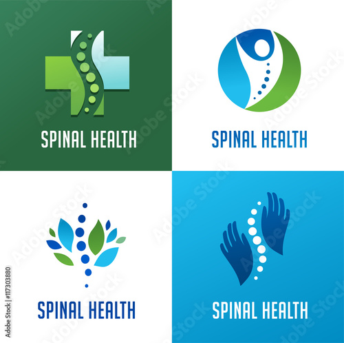 Chiropractic, massage, back pain and osteopathy icons