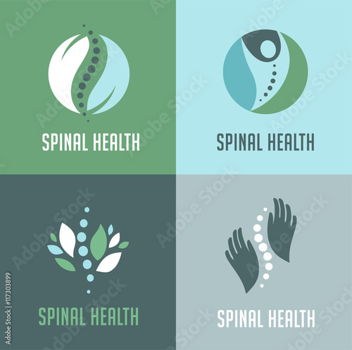 Chiropractic, massage, back pain and osteopathy icons