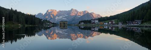 summer scene on the Lake Misurina, Dolomites Alps, Italy