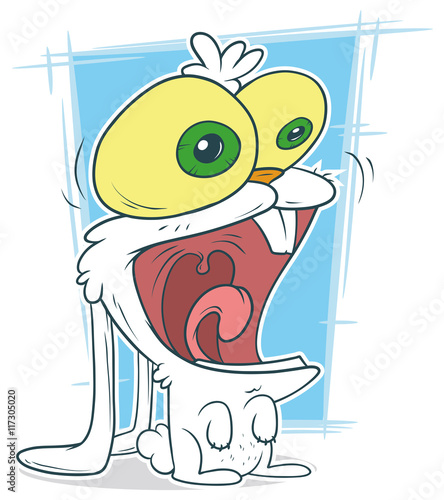 Cartoon crazy funny white rabbit