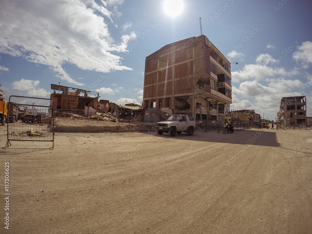 Ruins Cities After The Powerful Earthquake, Ecuador Ruins Cities After The Powerful Earthquake, Ecuador