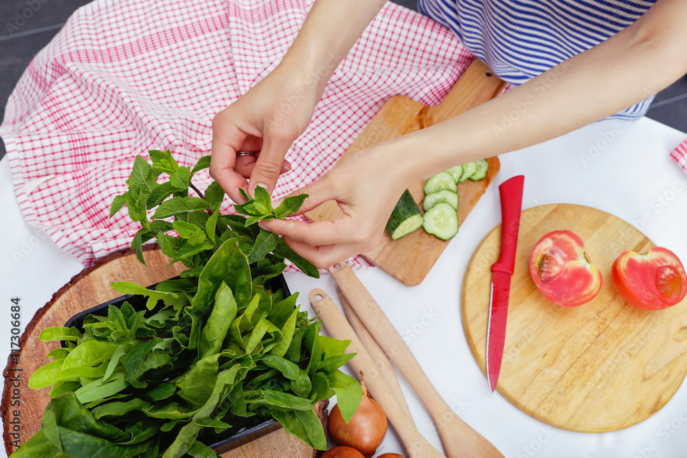Woman cooking food