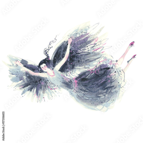Girl with wings flying.