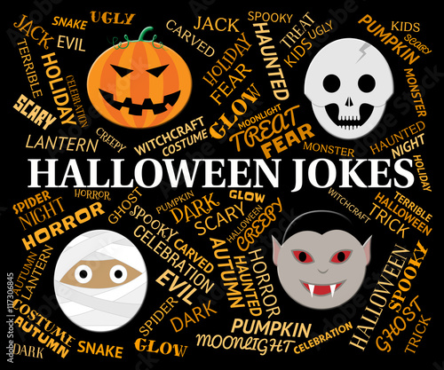 Halloween Jokes Shows Trick Or Treat And Celebration