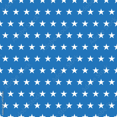 Seamless pattern of white stars on blue background
