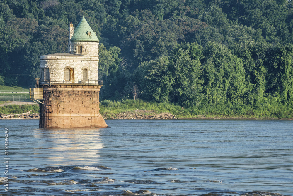 Water intake tower on Mississippi River Water intake tower on Mississippi River