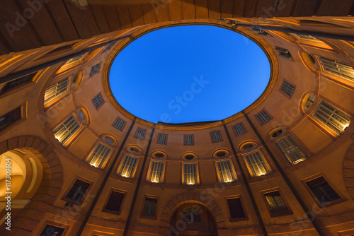 Oval building in Ferrara, bottom view, Emilia Romagna region, It