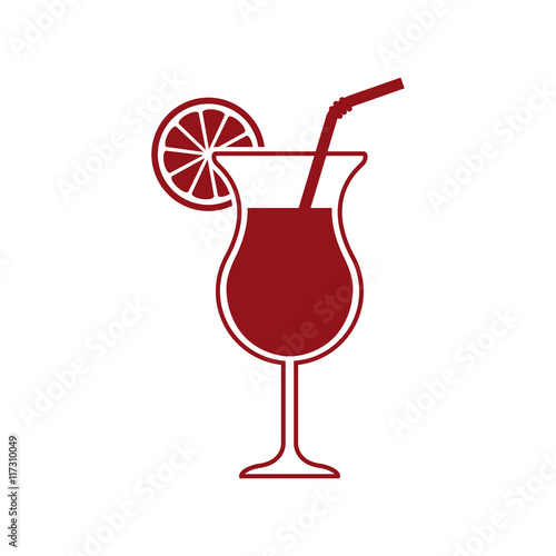 Icono plano coctel con pajita color granate