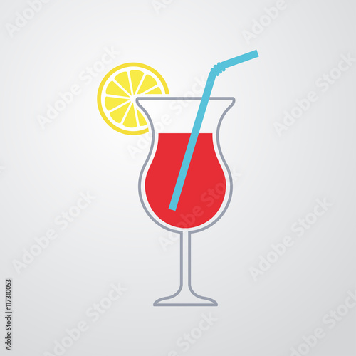 Icono plano coctel con pajita color sobre fondo degradado