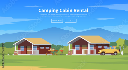 Camping cabins. Vector illustration.
