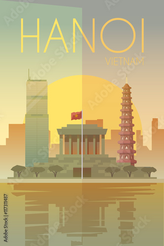 Hanoi. Vector poster.
