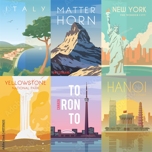 Vector retro posters set.