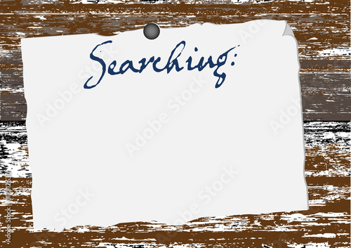 Texture of a wood-grain with weathered paint and a piece of paper with copy space. Abstract vector illustration