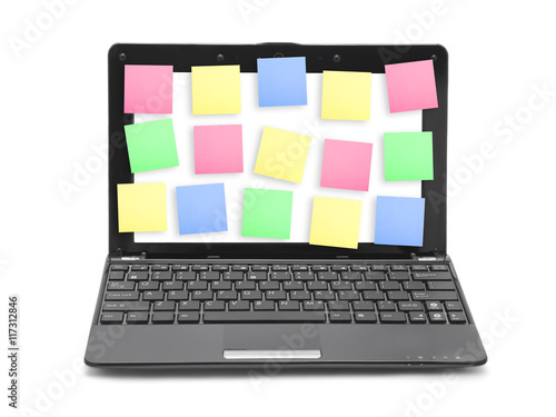 Sticky Note Papers on Notebook computer Screen