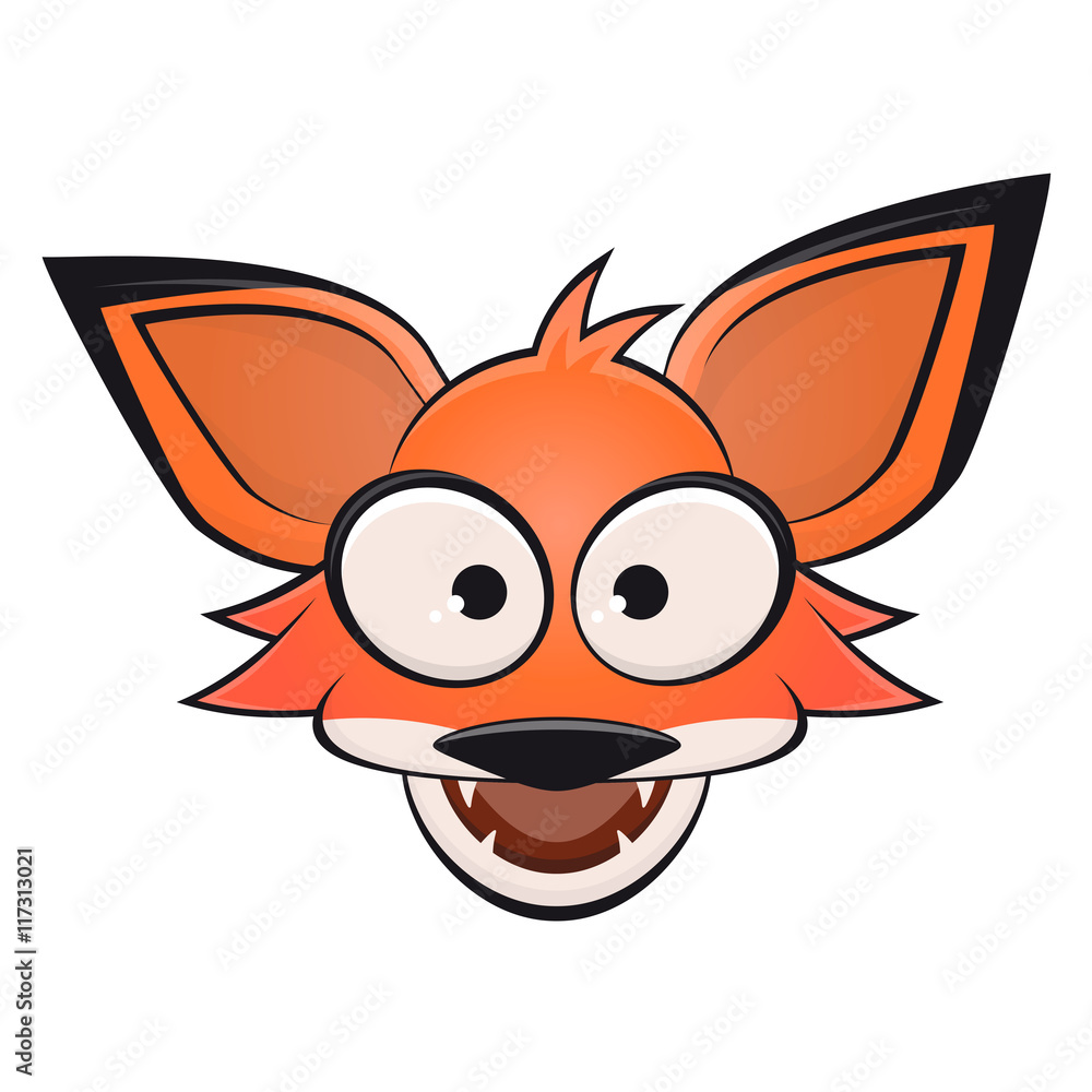 funny comic fox with open mouth clipart