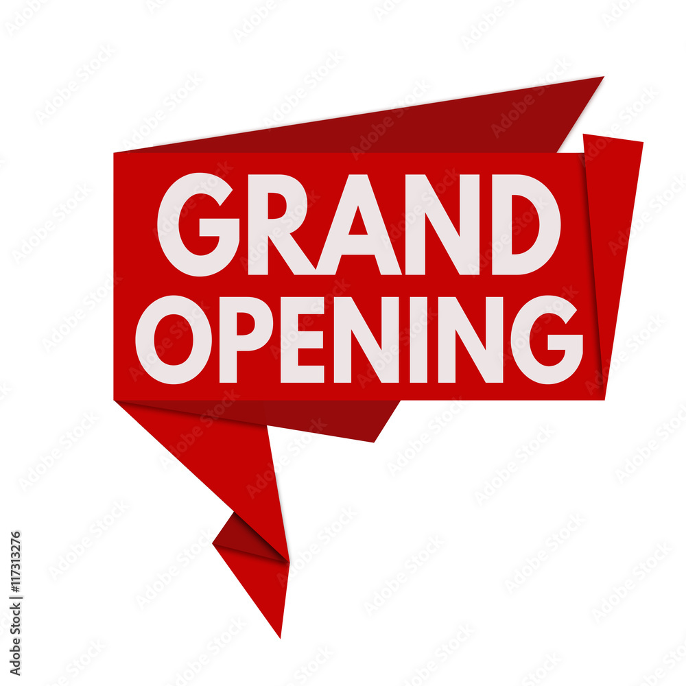 Grand opening origami speech bubble Grand opening origami speech bubble