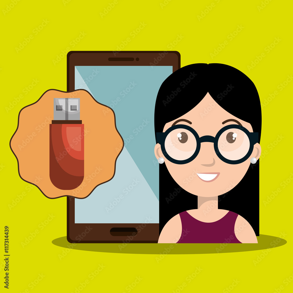 person smartphone usb graphic person smartphone usb graphic