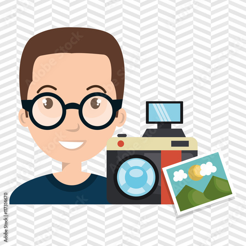 man photo camera graphic